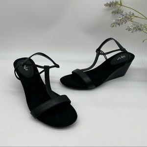 Style & Co black pebbles wedge Mulan sandals size 9.5M